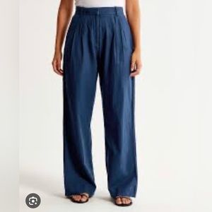 abercrombie and fit curve love linen blend tailored wide leg pant